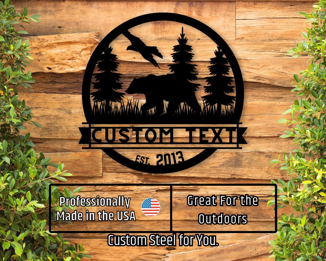 Custom Metal Sign Custom Bear Sign, Metal Black Bear Sign, Dad Gift ...