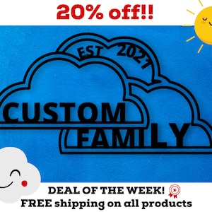 Custom Metal Sign Cloud Est Sign, Cloud , Gift, Home Décor , Cloud, Front Door , Custom Est , Personalized Cloud Sign