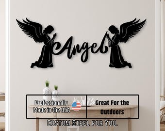 Custom Angel Sign, Personalized Angel Sign, Home Gift, Religious, Metal Address Numbers, Home Décor, Religious, Church