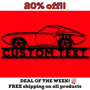 Personalized Gift Classic Sports Car Est Sign, Metal Car Sign, Gift, Home Décor Sign, Man Cave , Front Door, Est, Vintage Car