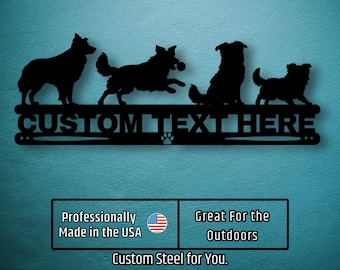 Custom Border Collie Metal Sign, Personalized Dog Name, Address