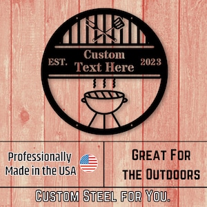 Custom Metal Sign Custom Metal BBQ Sign, Metal Grill, Metal BBQ Smoker, Grilling Dad Gift, Grandpa, Papa Gift, Father&#39;s Day