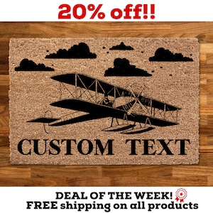 Personalized Gift Custom Biplane Doormat, Home Décor, Front Door, Personalized Product, Rug, Handmade Personal Rug