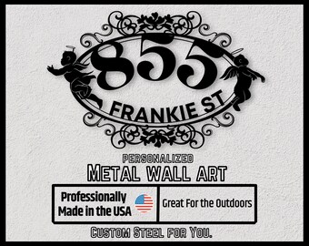 Personalized Gift Custom Angel Address Sign, Personalized Angel Sign, Home Gift, Religious, Metal Address, CustomGift, Home Décor