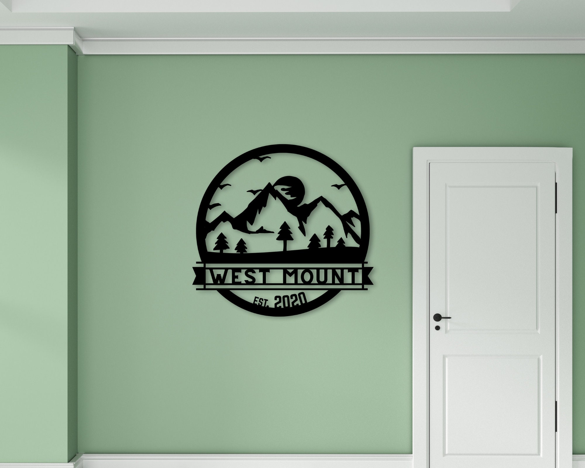 Custom Mountain Range Metal Sign, Personalized Name Monogram - Etsy