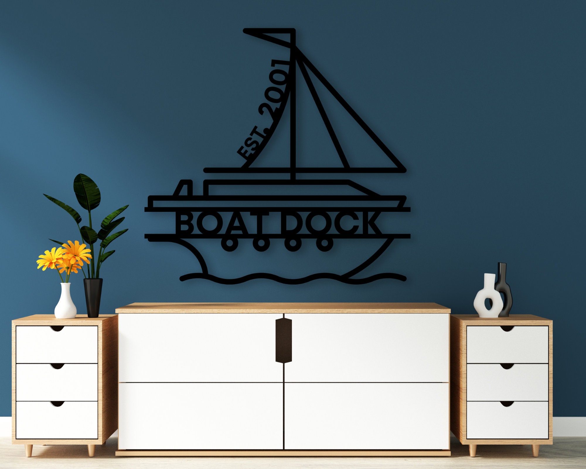 Boat Est Sign Name Sign Custom Quote Sign Metal Ship Sign Etsy