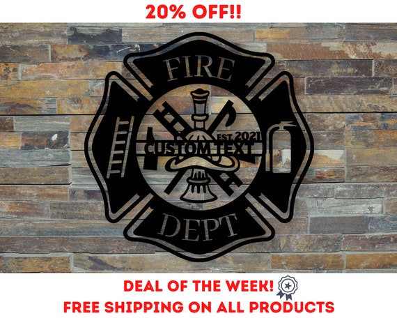 Custom Metal Maltese Cross Sign, Fireman Gift