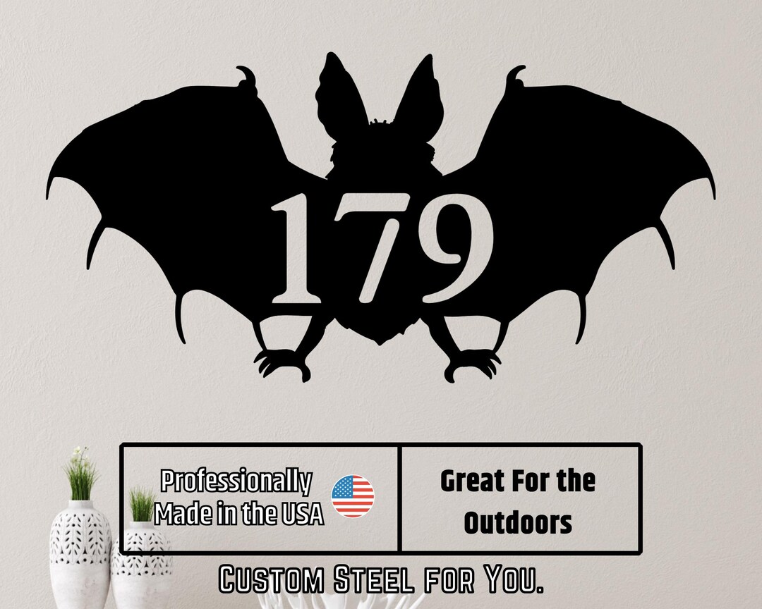 Custom Fruit Bat Address Numbers Metal Sign, Halloween Gift, Front Door ...