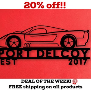 Super Car Est Sign, Metal Car Sign, Gift, Home Décor Sign, Man Cave Décor, Front Door sign, Custom Est, Sports