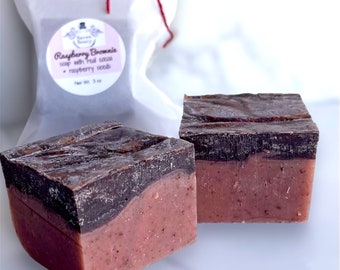 Raspberry Chocolate Brownie Soap made with Vegetable Juice, Dessert Scented Gift Soap Bar for Him and Her