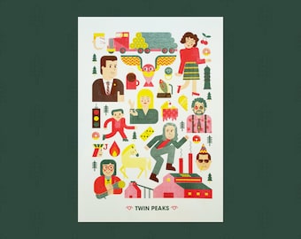 Twin Peaks-Inspired A3 Riso Art Print – Limited Edition Pixel Wall Art (Signed & Numbered)