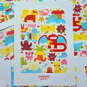 Poster A3 3 couleurs Pokémon risographié