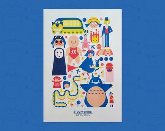 A3 3-colour Studio Ghibli risograph print poster