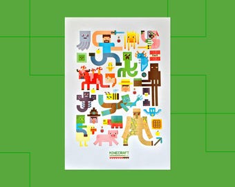 Minecraft-Inspired A3 Riso Art Print – Limited Edition Wall Art (Signed & Numbered)