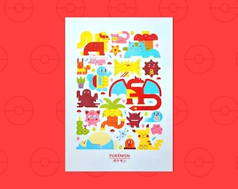 Pokemon-Inspired A3 Riso Art Print – Limited Edition Pixel Wall Art (Signed & Numbered)