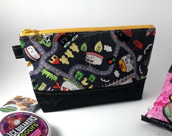 Two-tone zipper pouch, cosmetic bag, toy pouch, project bag