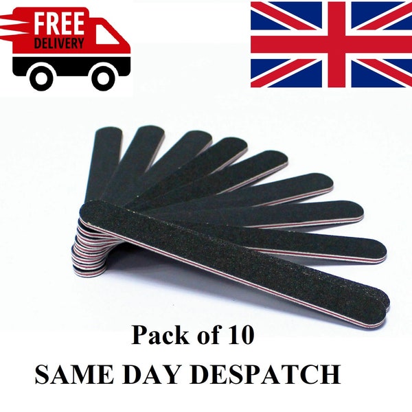 10 Double sided 100/180 grit boomerang curved straight nail files emery board