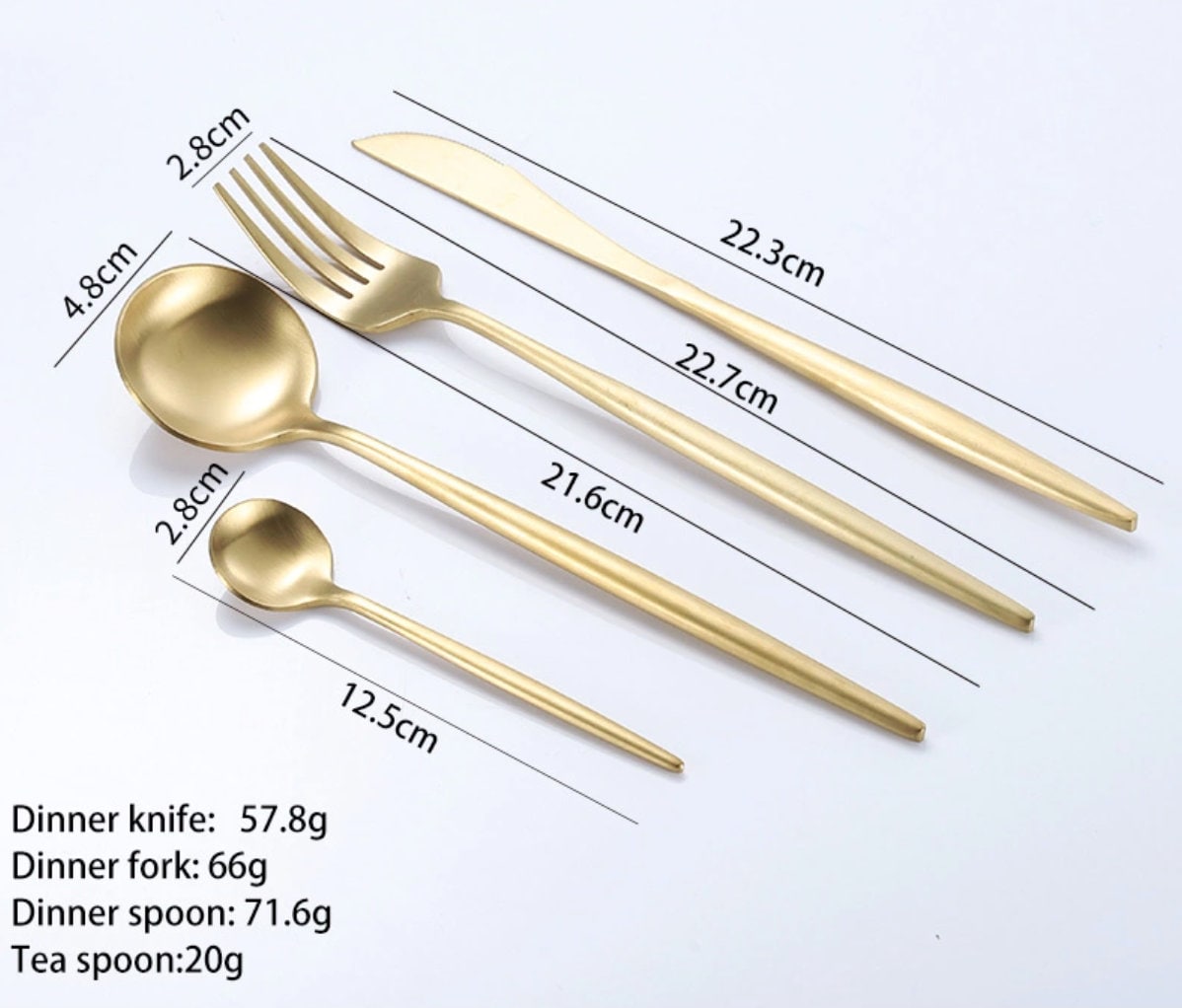 Matte Gold Cutlery Set 24Piece Stainless Steel Modern Etsy