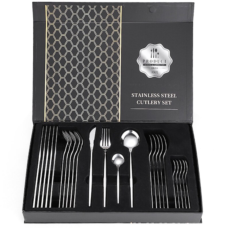 Matte Gold Cutlery Set 24Piece Stainless Steel Modern Etsy