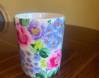 hand painted floral mug cup ceramic