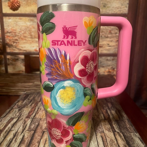 STANLEY hand painted floral cup tumbler 30 oz