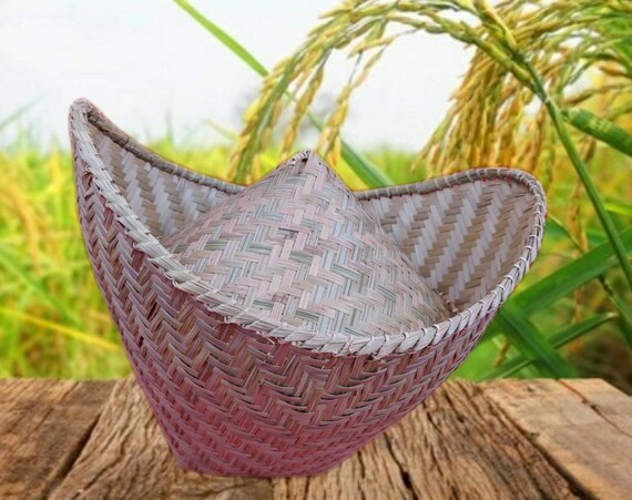 Sticky Rice Steamer Baskets Thai Lao Hand-Woven Bamboo Cookware Kitchen Tool 