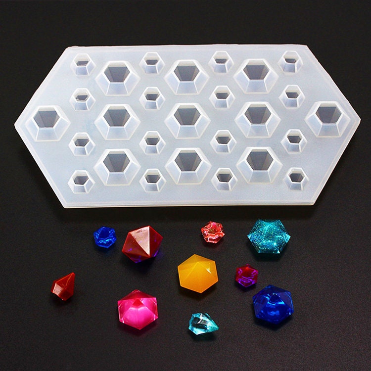 Jplzi DIY Drop Glue Mould Diamond Resin Silicone Mould Mini Jewelry Cut Diamonds Resin Epoxy Mould, Size: One size, Clear