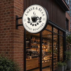 Custom Round Light Box Store Front Sign, Double Sided Projecting Light Box,  Blade Sign, Business Cafe Logo Sign, Bar Sign