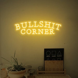 Letrero de neón de Bullshit Corner, decoración para cuevas de hombres, decoración del hogar, regalo de inauguración de la casa, decoración de dormitorios, regalo para papá, regalo de regreso a clases.
