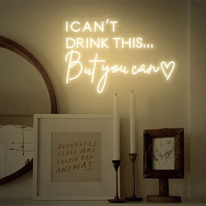 Letrero de neón "No puedo beber esto pero tú sí", letrero decorativo para restaurante, luces de neón para bar, decoración divertida para fiesta de anuncio de embarazo, regalo para esposo