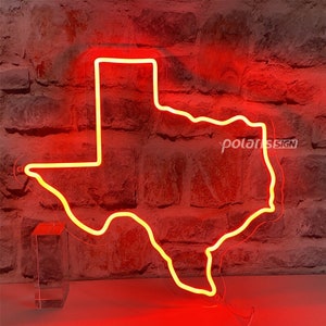 Insegna al neon del Texas, insegna al neon con mappa, insegna al neon Man Cave, decorazione da parete, insegna personalizzata, insegna da bar, mappa dello stato, mappa del Texas, regali per il ritorno a scuola