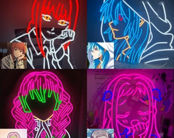 Custom Anime neon sign, LED Anime image neon sign,Cartoon wall art, Bedroom decor,Custom Anime Gifts,Gifts for Kids