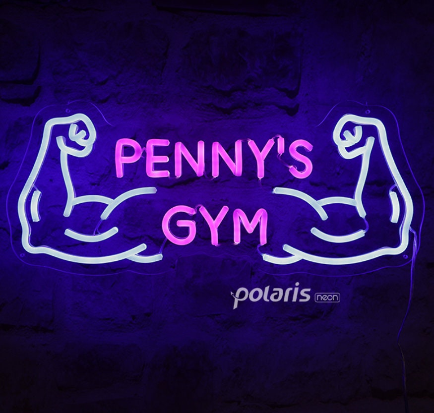 Custom Name  Gym Neon Sign,Muscle Neon LED Light,Gym Wall Decor,Man Cave Light,Gift for Boyfriend,Back to School Gifts