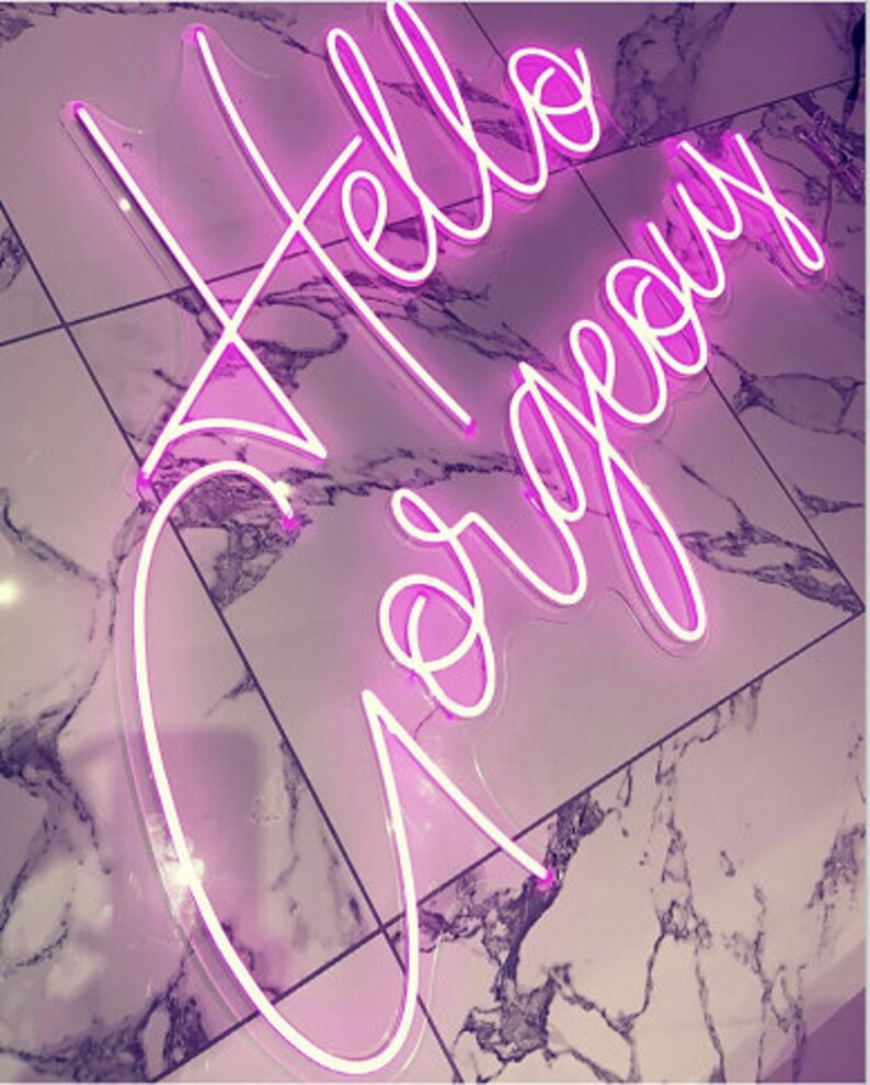 Hello Neon Sign Interior Design Salon Neon Etsy