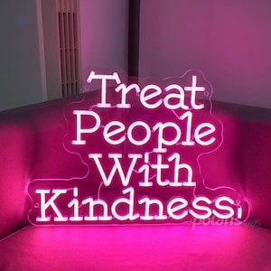 Treat People with Kindness Neon Sign - Inspiring Wall Decoration for Parties and Positive Vibes,Gifts for Kids, Back to School Season Gifts