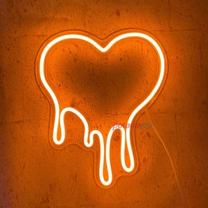 LED neon sign, Melting heart neon sign, pink neon sign, heart neon sign, love neon sign, room decor,Gifts for Mom, Back to School Gift