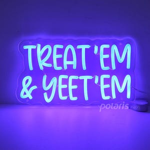 Letrero de neón "Trátalos, Yeet'em", regalo divertido para enfermeras, decoración para consultorios médicos, decoración con humor para enfermeras, regalo divertido para profesionales de la salud, regalo para la vuelta al cole.