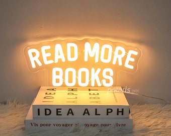 Read More Books Neon Sign: Library Wall Decor, Book Lover Gift