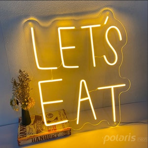 Lassen Sie uns Neon Schild für Küche mit LED-Lichtern essen, Küche Wand Dekor, Housewarming Geschenke, Restaurant Dekor, Esszimmer Dekor, Weihnachtsgeschenke