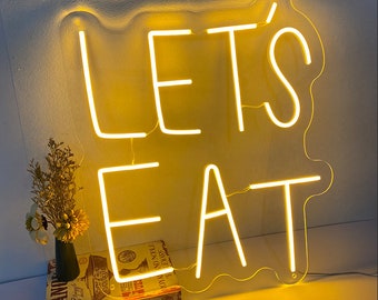 Let's Eat Neon Sign For Kitchen With LED Lights,Kitchen Wall Decor,Housewarming Gifts,restaurant decor,Dinning Room Decor