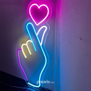 BTS Finger Heart Neon Signled Neon Sign Korea Neon Sign - Etsy