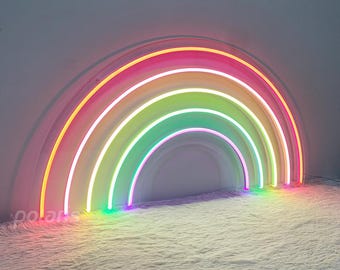 Letreiro LED neon arco-íris feito à mão, decoração de parede
