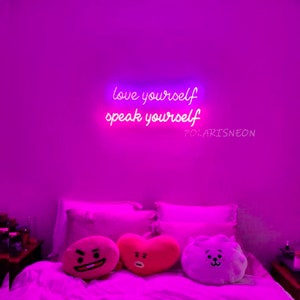 Liebe dich selbst Leuchtreklame, Sprich dich selbst Leuchtreklame, BTS liebe dich Leuchtreklame, Geschenk für sie, BTS-Fan Geschenk, koreanische Stars Zeichen
