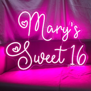 Letrero de neón personalizado para dulces 16, decoración para fiesta de dulces 16, decoración de pared para fiesta de cumpleaños, letrero con nombre para dulces 16, regalo de cumpleaños para niños, regalos de regreso a clases