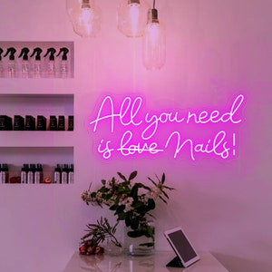 All you need is nails salon store neon sign,Beauty salon wall decor,Nails lash neon light sign,Aesthetic salon signage, Back to School Gift