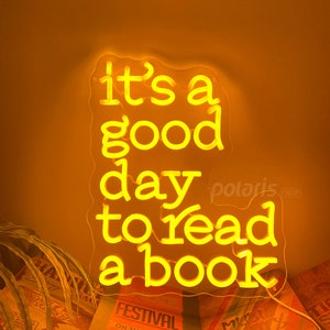 Letrero de neón "Es un buen día para leer un libro", luces de neón para estudiar en casa, luces de neón para leer un libro, regalo para la vuelta al cole, regalo para profesores, decoración del aula