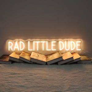 Letrero de neón "Rad Little Dude", decoración para habitación infantil, arte con frase para sala de juegos, decoración infantil genial, luz "Rad Little Dude"