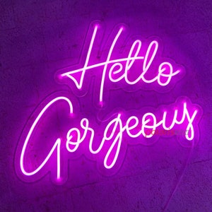 Hello gorgeous neon sign, Interior Design LED Salon sign,Salon wall decor, Party Art neon sign,Room decor,gifts for mom, Back to School Gift