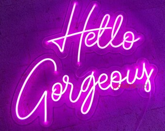 Hello gorgeous neon sign, Interior Design LED Salon sign,Salon wall decor, Party Art neon sign,Room decor,gifts for mom, Back to School Gift