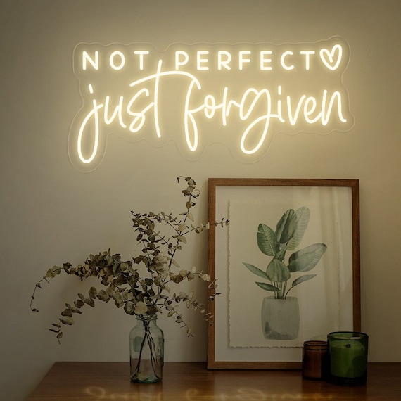 Not Perfect Just Forgiven Neon Sign,Jesus Faith Sign,Christian Wall Art Decor,Easter Gift,Religious Gifts For Womens, Back to School Gift